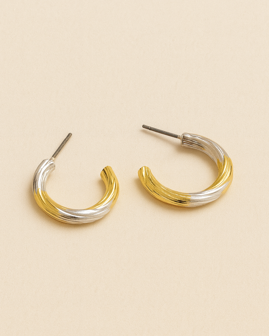 Dual-Tone Twist Hoop Earrings | Gold & Silver Anti-Tarnish Jewellery
