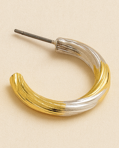 Dual-Tone Twist Hoop Earrings | Gold & Silver Anti-Tarnish Jewellery