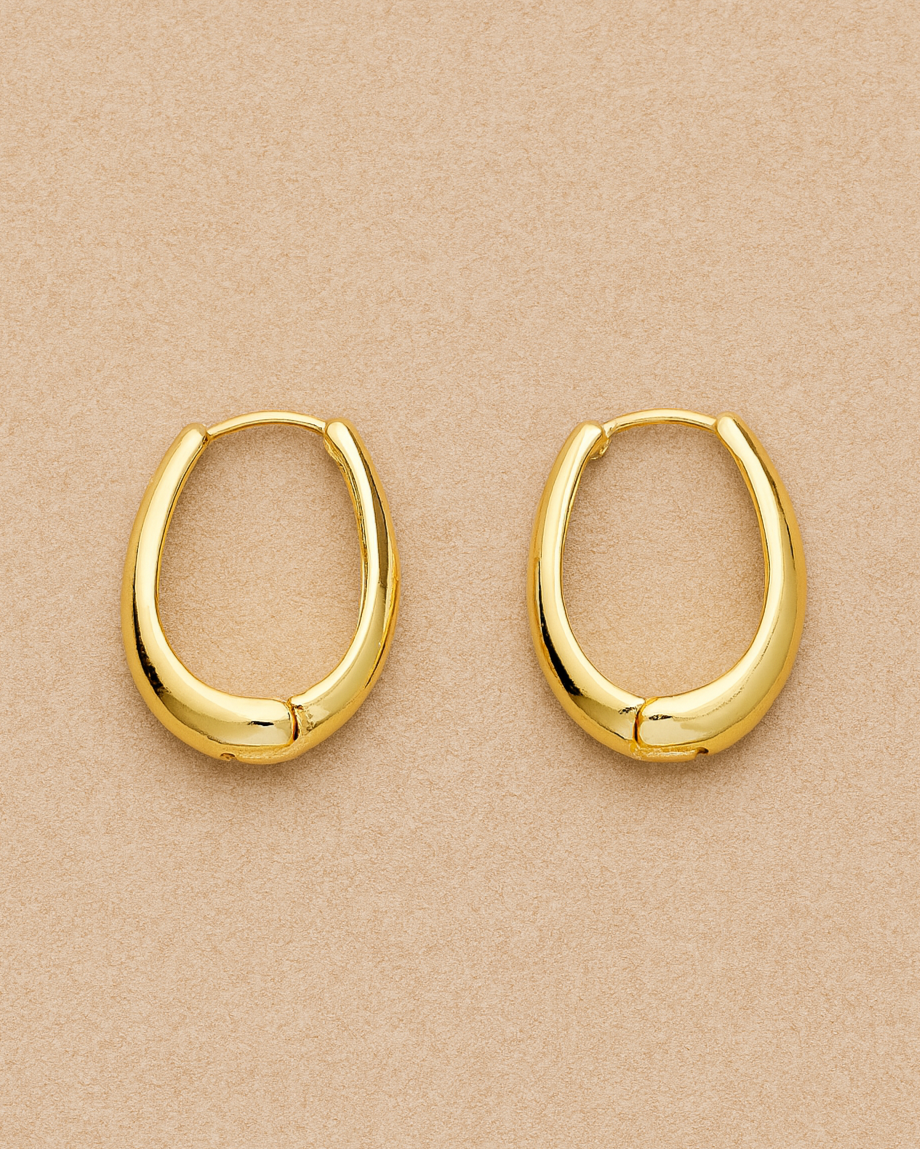 Oval Gold Hoop Earrings