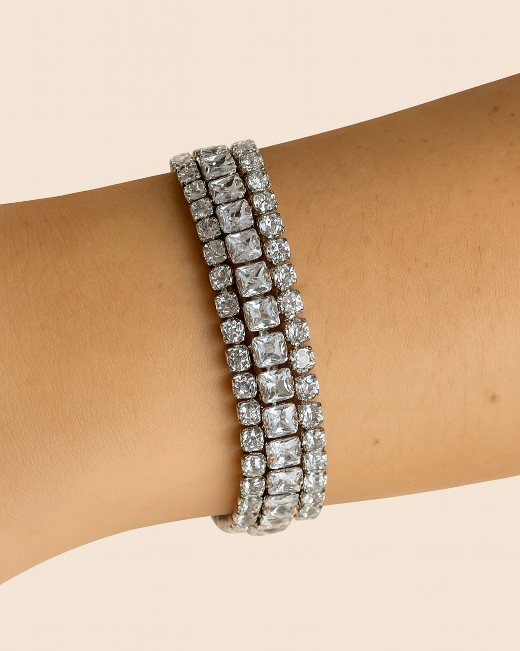 Triple Row Studded Bracelet | Sparkling Anti-Tarnish Party Jewellery