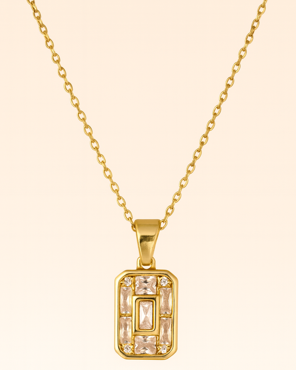 Radiant Rectangle Pendant Chain | Anti-Tarnish Gold-Plated Necklace