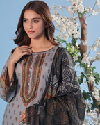 Woman wearing a traditional outfit with floral background