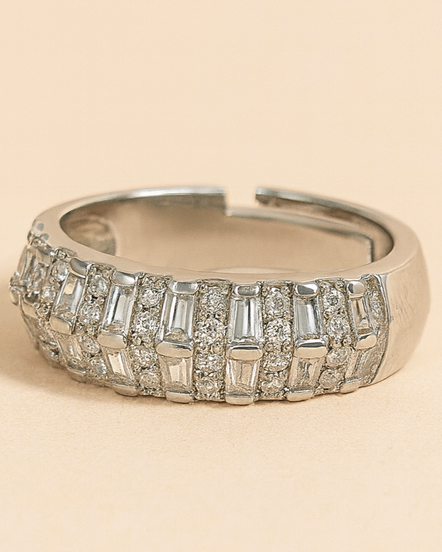 Geometric Baguette Studded Adjustable Ring | Anti-Tarnish